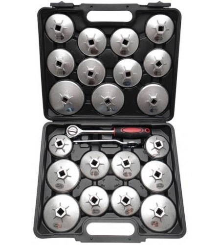 Ölfilterschlüssel-Satz | Aluminium-Druckguss | Antrieb Innenvierkant 12,5 mm (1/2") | 23-tlg.