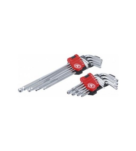 Winkelschlüssel-Satz | lang | T-Profil (für Torx) T10 - T50 / Innensechskant 1,5 - 10 mm | 18-tlg.
