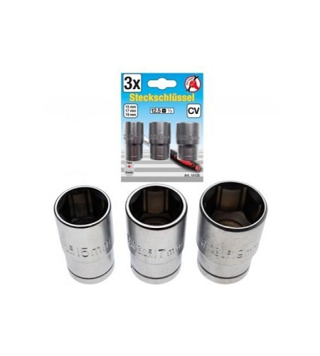 Steckschlüsseleinsatz-Satz | Antrieb 12,5 mm (1/2") | SW 15 / 17 / 19 mm | 3-tlg.