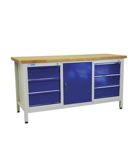 ADB Werkbank Packtisch 1700x840x600 mm 6 Schubladen + 1 Tür