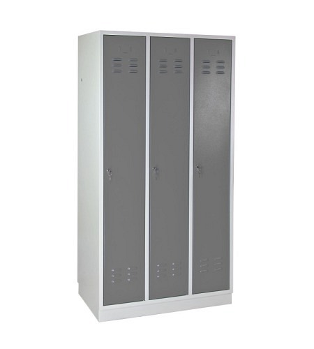 ADB Garderobenschrank Spind 3-türig silbergrau 1775x890x500 mm