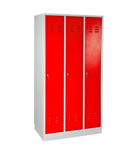 ADB Garderobenschrank Spind 3-türig feuerrot 1775x890x500 mm
