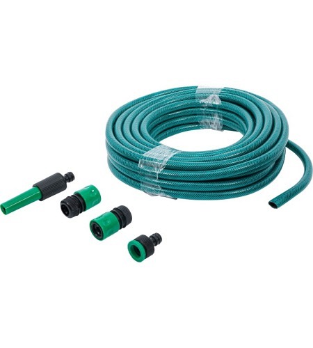 Wasserschlauch | PVC | mit Wasserspritze und Schnellkupplungen | 15 m | 6-tlg.