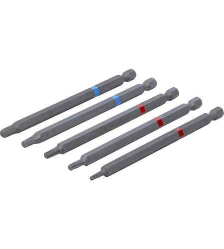 Bit-Satz | Antrieb Außensechskant 6,3 mm (1/4") | Innensechskant, T-Profil (für Torx) | Länge 110 mm | 5-tlg.