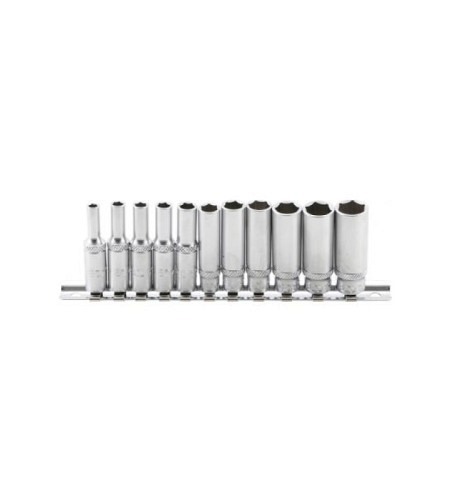 Steckschlüssel-Einsatz-Satz Sechskant, tief | Antrieb Innenvierkant 6,3 mm (1/4") | SW 4 -13 mm | 11-tlg.