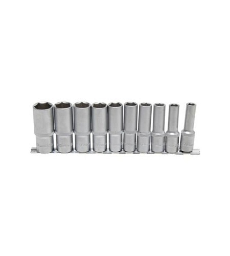 Steckschlüssel-Einsatz-Satz Sechskant, tief | Antrieb Innenvierkant 12,5 mm (1/2") | Zollgrössen | 10-tlg.
