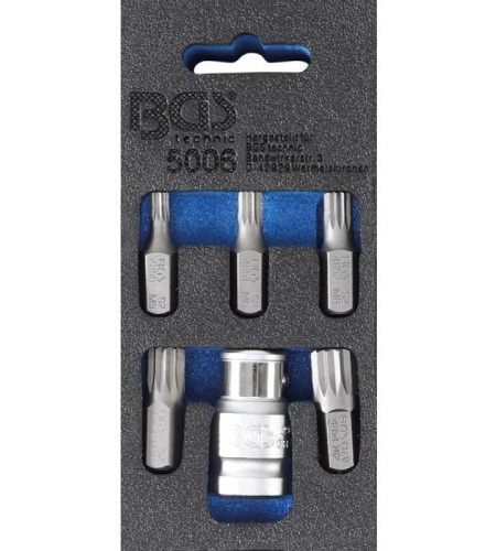 Schraubendreher-Bit-Satz | Antrieb Aussensechskant 10 mm (3/8") | Innenvielzahn (für XZN) | 6-tlg.