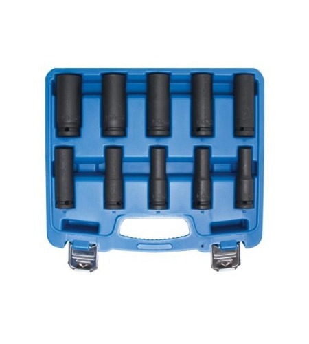 Kraft-Steckschlüssel-Einsatz-Satz Sechskant, tief | Antrieb Innenvierkant 12,5 mm (1/2") | SW 10 - 24 mm | 10-tlg.