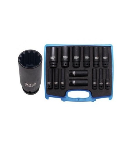 Kraft-Steckschlüssel-Einsatz-Satz Gear Lock | Antrieb Innenvierkant 12,5 mm (1/2") | SW 10 - 32 mm | 14-tlg.