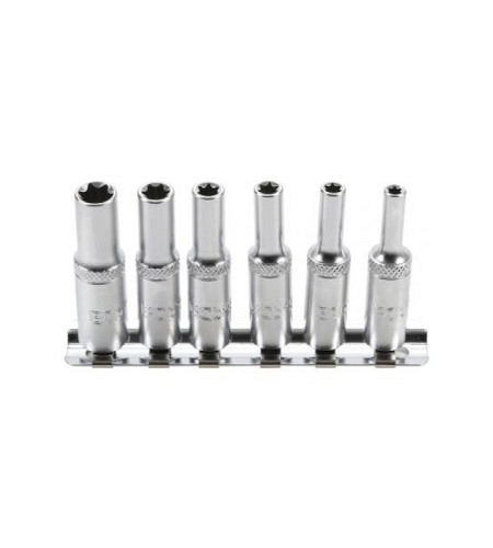 Steckschlüssel-Einsatz-Satz E-Profil, tief | Antrieb innenvierkant 6,3 mm (1/4") | SW E4 - E10 | 6-tlg.