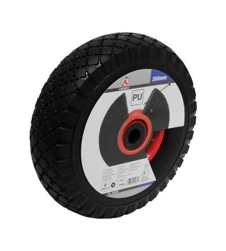 Rad für Sackkarren/Bollerwagen | PU, rot/schwarz | 260 mm