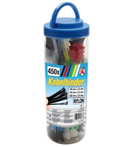 Kabelbinder-Sortiment | farbig | 100 - 150 - 200 mm | 450-tlg.