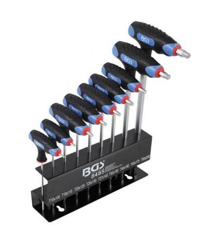 T-Griff-Schlüssel-Satz | T-Profil (für Torx) T10 - T50 | 9-tlg.
