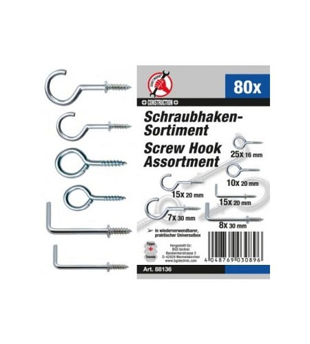 Schraubhaken-Sortiment | 80-tlg.