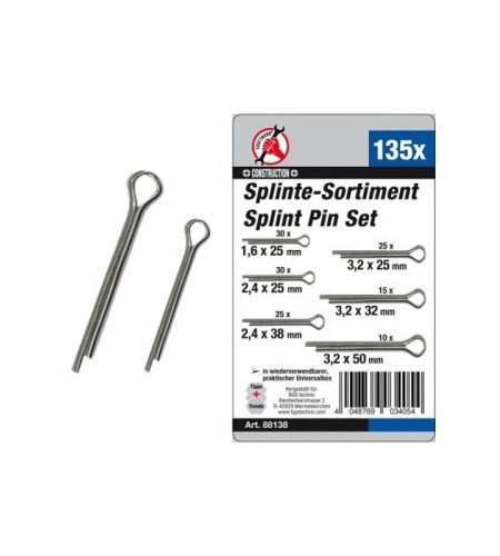 Splinte-Sortiment | Ø 1,6 - 3,2 mm | 135-tlg.