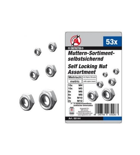 Muttern-Sortiment | selbstsichernd | metrisch | M4 - M12 | 53-tlg.
