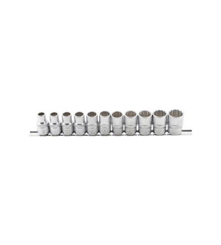 Steckschlüssel-Einsatz-Satz, Zwölfkant | Antrieb Innenvierkant 12,5 mm (1/2") | SW 10 - 21 mm | 11-tlg.