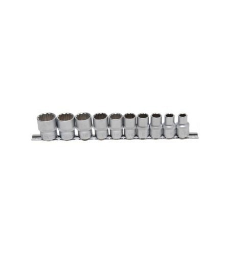Steckschlüssel-Einsatz-Satz, Zwölfkant | Antrieb Innenvierkant 12,5 mm (1/2") | Zollgrössen | 10-tlg.