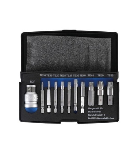Schraubenausdreher-Satz | für defektes T-Profil (für Torx) T10 - T55 | 11-tlg.