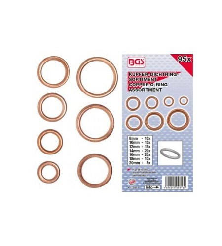 O-Ring-Sortiment | Kupfer | Ø 6 - 20 mm | 95-tlg.