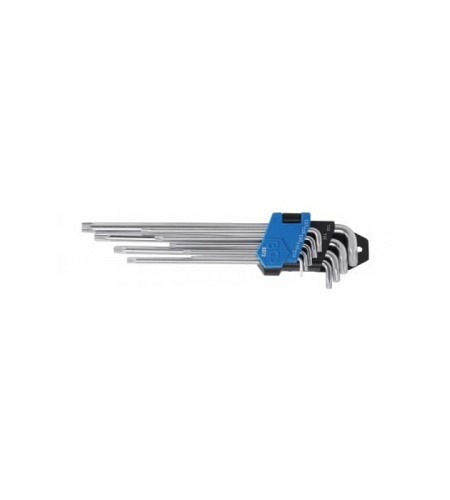 Winkelschlüssel-Satz | extra lang + extra kurz | T-Profil (für Torx) T10 - T50 | 9-tlg.